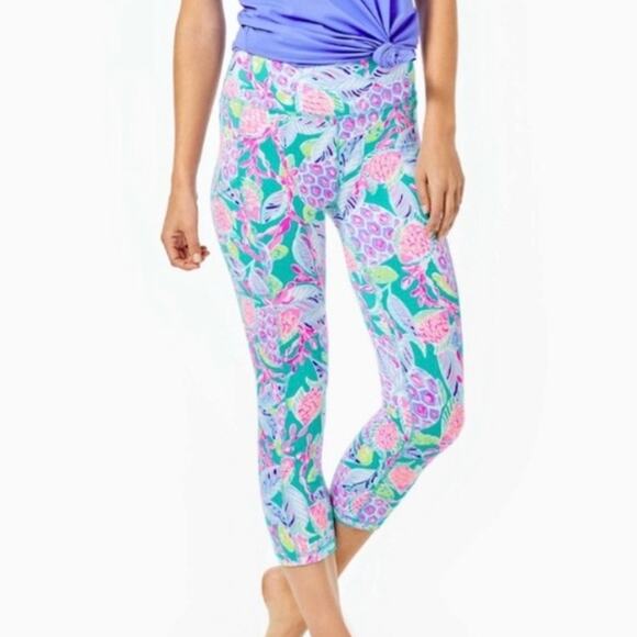 Lilly Pulitzer Weekender Crop Leggings 21” Maldives Green Turtle Wave XS - Picture 1 of 6